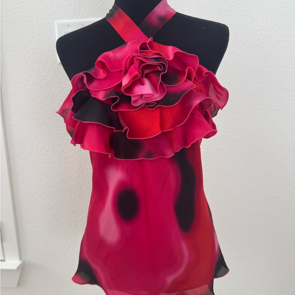 Express Red Ruffled Halter Top - Picture 5 of 7